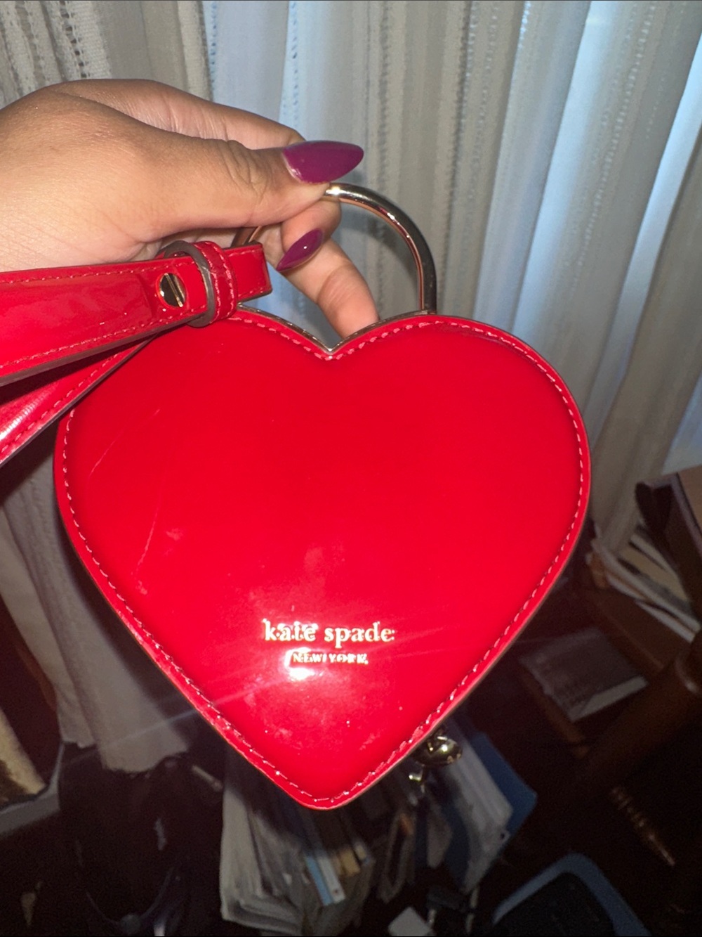 kate spade Red Patent Heart Mini wristlet bag